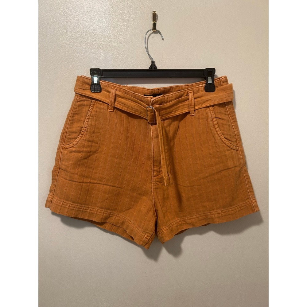 KUT from the Kloth Boho Chic Granola Twee Retro Orange Belted Cotton Hemp Shorts